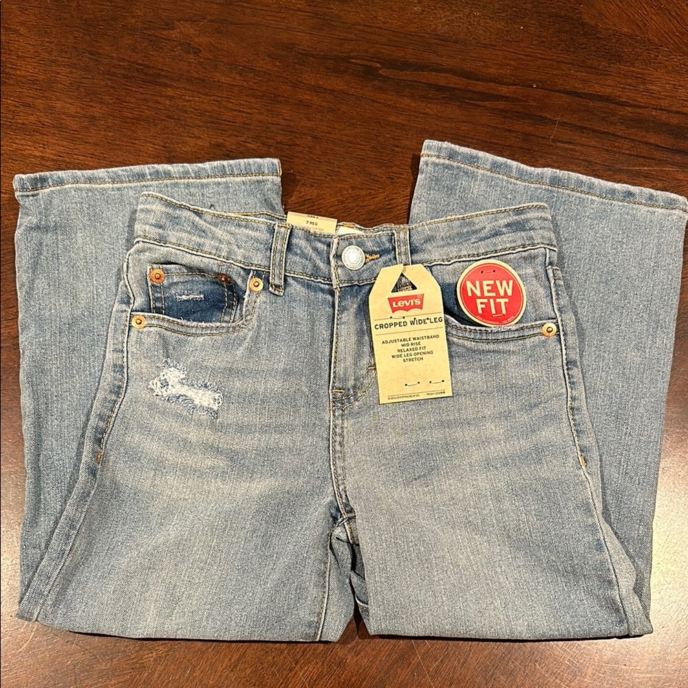 Levi's Kid’s Light Blue Cropped Wide Leg Jeans